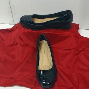 Pierre Dumas Loafer Black Slip On Low Wedge Croc Patern 11 M